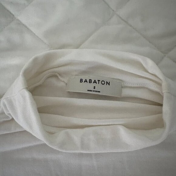 Aritzia Babaton Vince Mockneck Tee (S) in White - Picture 3 of 4